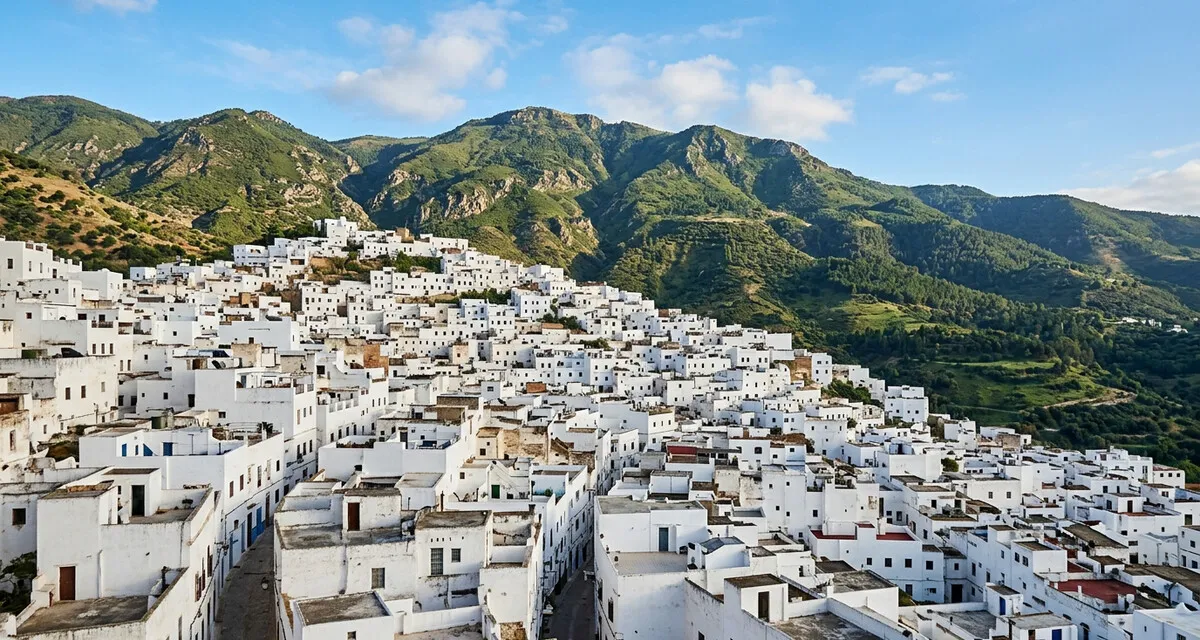 De witte medina van Tetouan tegen de hellingen van de Rif